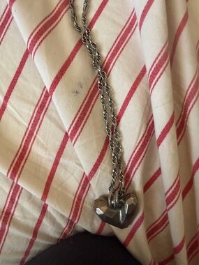 Faceted Heart Pendant Necklace in Gunmetal